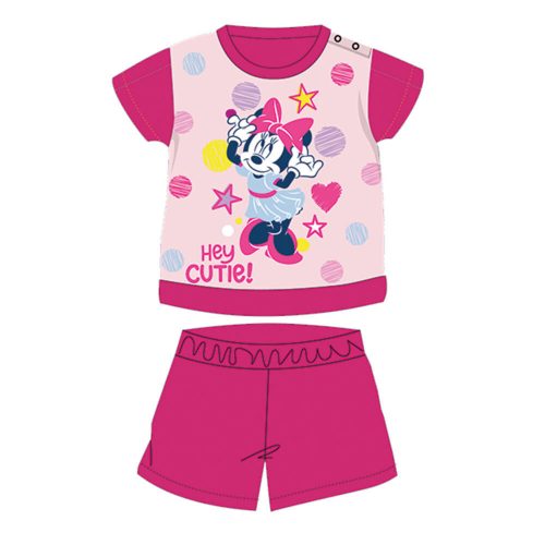 Nyári rövid ujjú pamut baba pizsama - Disney Minnie egér - csillagos - pink - 80