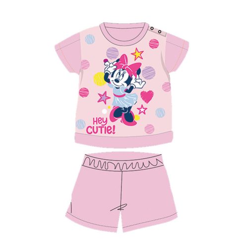 Summer short-sleeved cotton baby pajamas - Disney Minnie Mouse - stars - light pink - 80