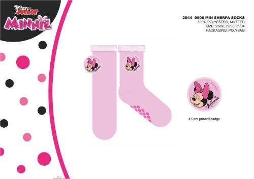 Disney Minnie Mouse non-slip warm winter socks for children - sherpa socks - light pink - 27-30