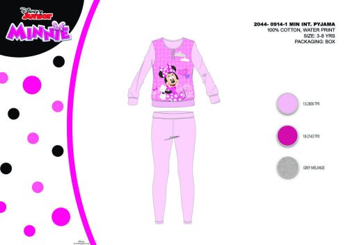 Pigiama invernale per bambini in cotone interlock - Disney Minnie mouse - rosa chiaro - 140