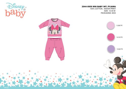 Winter cotton interlock baby pajamas - Disney Minnie mouse - pink - 98