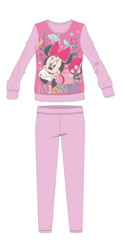 Disney Minnie egér téli pamut gyerek pizsama - interlock pizsama - virág mintával - világosrózsaszín - 110