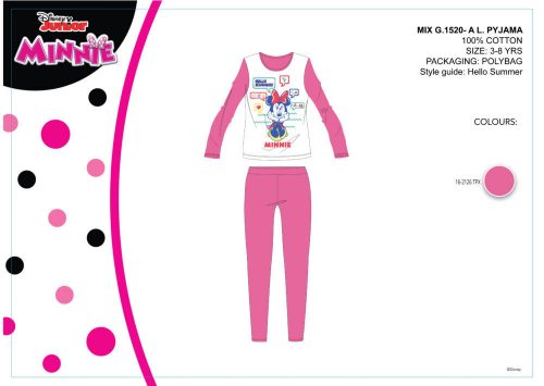 Disney Minnie mouse children's jersey pajamas - cotton pajamas - pink - 104