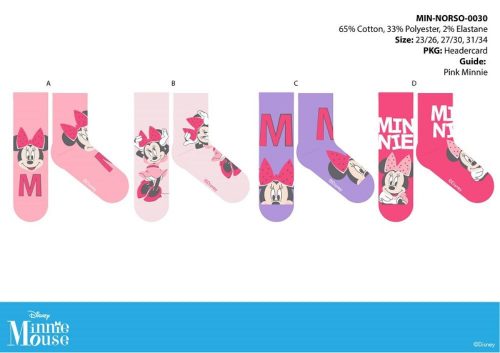 Disney Minnie Mouse normale Kindersocken aus Baumwolle – 4 Paar/Packung – 27–30