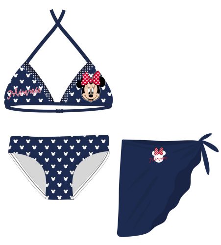 Disney Minnie egér fürdőruha szett - bikini háromszög felsőrésszel+szoknya kislányoknak - sötét