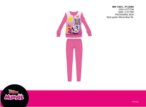 Pijamale pentru copii din bumbac subțire Minnie mouse Disney - pijamale din jerse - roz închis - 104