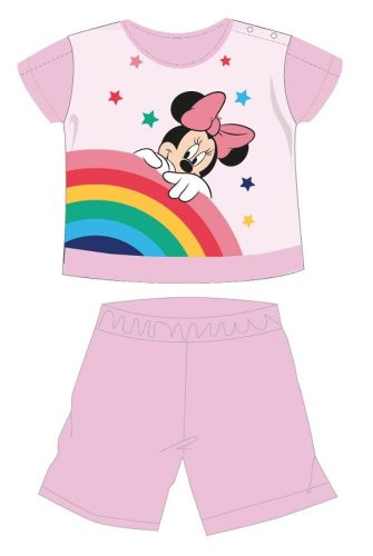 Disney Minnie egér nyári rövid ujjú baba pizsama - pamut jersey pizsama - szívárvány mintával -