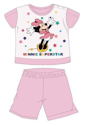 Disney Minnie egér nyári rövid ujjú baba pizsama - pamut jersey pizsama - Minnie Superstar felirattal - világosrózsaszín - 86