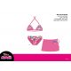 Completo costume da bagno Disney Minnie Mouse per bambina - bikini con top a triangolo + gonna - rosa - 128