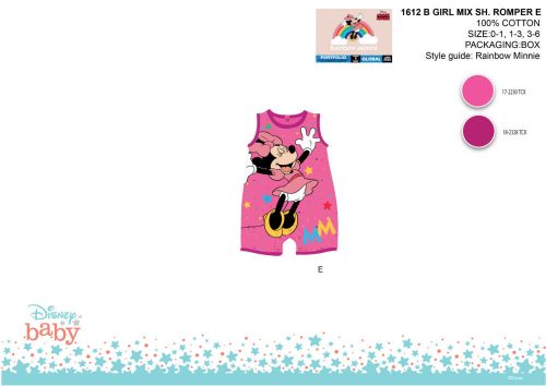 Letný detský overal bez rukávov Disney Minnie mouse - ružovo-ružový - pre bábätká 0-1 mesiac