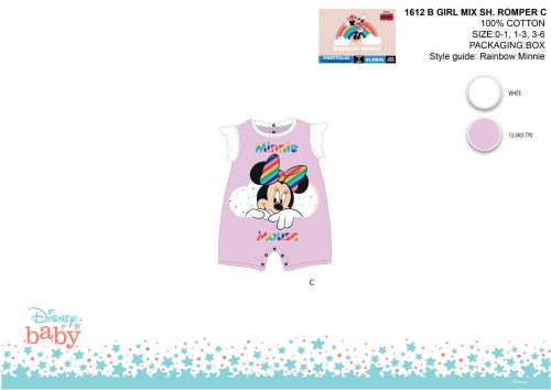 Tutina estiva a maniche corte Disney Minnie Mouse - viola chiaro-bianco - per neonati 0-1 mese