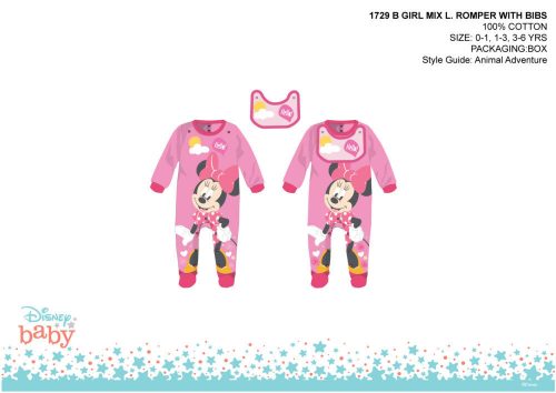 Papusa Disney Minnie Mouse cu baveta - roz-rosu - pentru bebelusi 3-6 luni