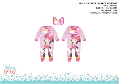 Disney Minnie Mouse Baby mit Lätzchen – hellrosa-rosa – für Babys von 0–1 Monat