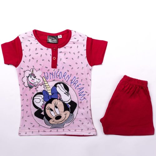 Short-sleeved cotton children's pajamas - Minnie mouse - unicorn - red - 104