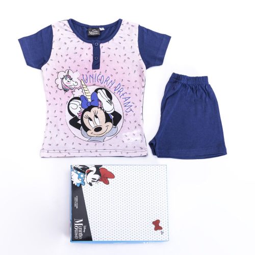 Short-sleeved cotton children's pajamas - Minnie mouse - unicorn - dark blue - 110