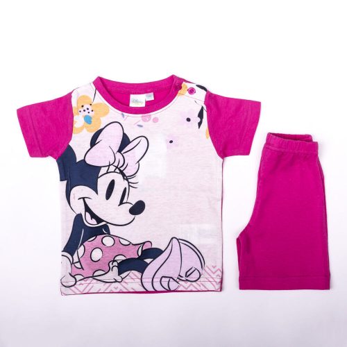 Completo estivo da bambina in cotone di Minnie Mouse - set maglietta-pantaloncini - rosa - 86