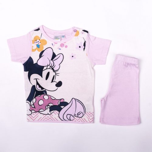 Ansamblu de vara din bumbac fetita Minnie mouse - set tricou-short - roz deschis - 80