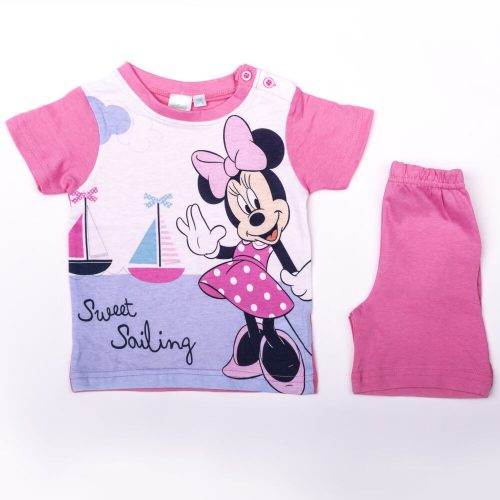 Completo estivo da bambina in cotone di Minnie Mouse - set maglietta-pantaloncini - rosa - 86