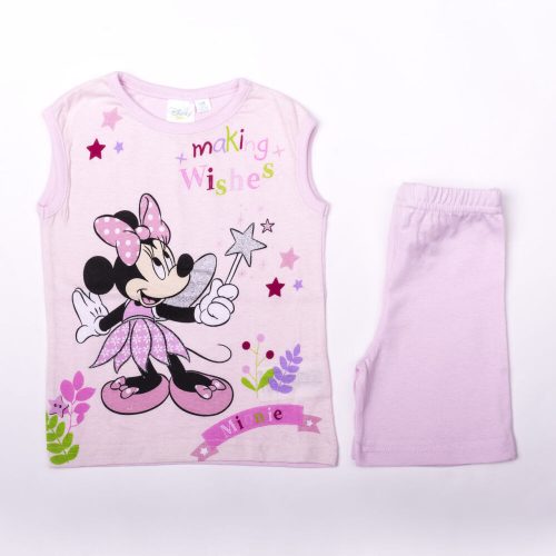 Minnie Mouse Mädchen-Sommer-Ensemble aus Baumwolle – T-Shirt-Shorts-Set – Hellrosa – 86