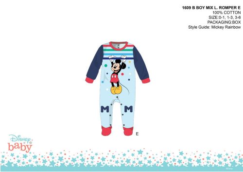 Sezura bebelus Disney Mickey Mouse - albastru deschis-rosu - pentru bebelusi 1-3 luni