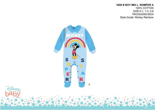 Disney Mickey Mouse baby romper - with collar - light blue-light blue - for 3-6 month old babies