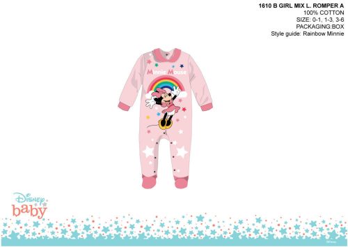 Disney Minnie mouse baby romper - with collar - with Minnie Mouse inscription - light pink-pink - for babies 0-1 months