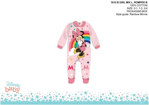 Disney Minnie Mouse Babystrampler – mit Kragen – hellrosa-rosa – für Babys im Alter von 1–3 Monaten