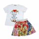 Floral summer set for little girls - cotton set - white-floral - 122