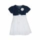 Jeans - summer dress with azure material combination - cotton dress - white-jean blue - 116