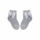 100% cotton baby girl baby ankle socks with crochet upper part - bow decoration - gray - 14-15