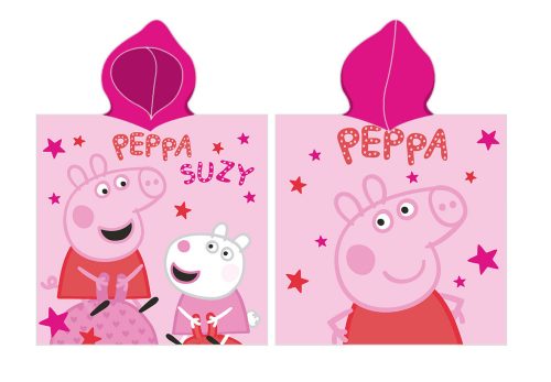 Peppa Pig 100% pamut poncsó - 55x110 cm - rózsaszín