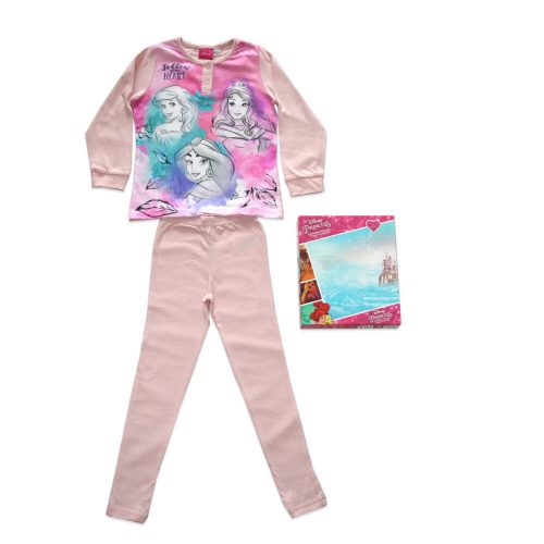 Long thin cotton children's pajamas - Princesses - with Princess Jasmine - Jersey - light pink - 104