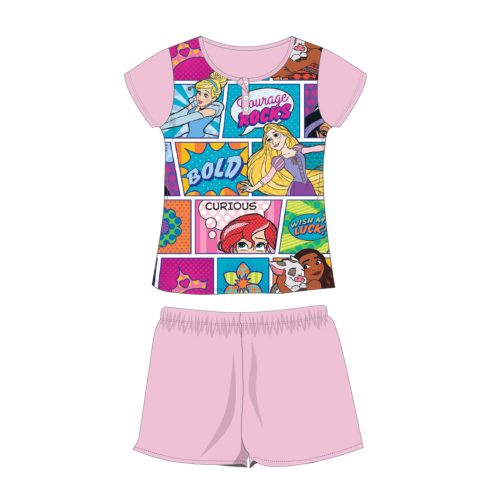 Sommer-Kurzarm-Baumwollpyjama für Kinder – Disney-Prinzessinnen – Hellrosa – 104