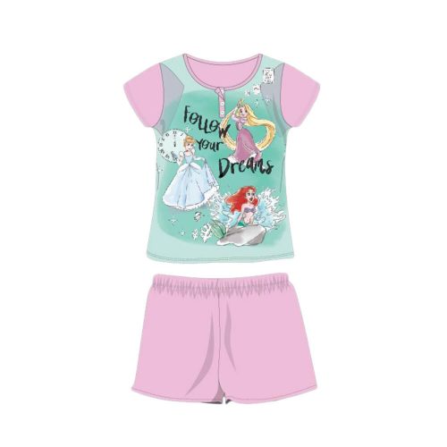 Pijamale din bumbac pentru copii cu maneca scurta de vara - Printesele Disney