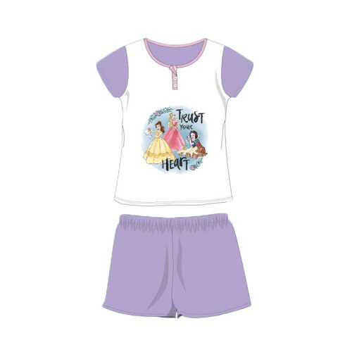 Sommer-Kurzarm-Baumwollpyjama für Kinder – Disney-Prinzessinnen – mit der Aufschrift „Trust your heart“ – hellviolett – 104