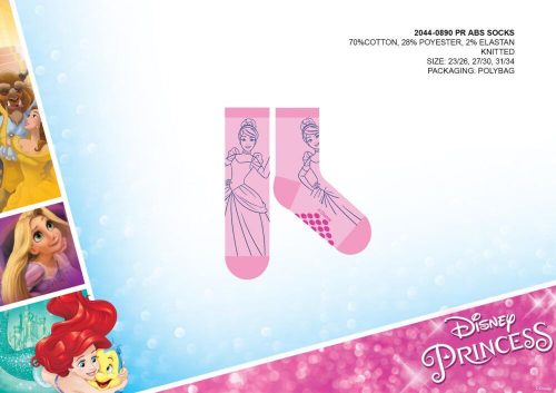 Disney Princesses non-slip plush ankle socks for children - light pink - 27-30