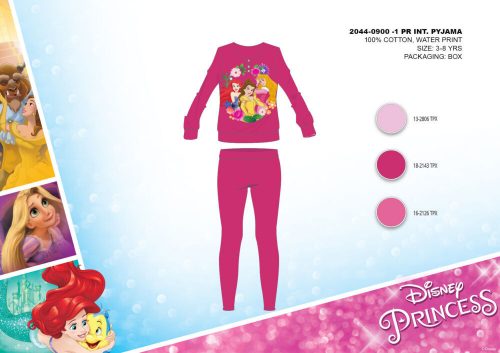 Pijamale de iarnă din bumbac interlock pentru copii - Prințese Disney - roz - 104