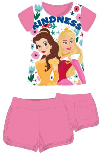 Ansamblu de vara din bumbac Printesele Disney - set tricou-short - roz - 104