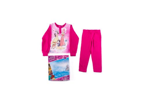 Pijamale lungi subțiri din bumbac pentru copii - Prințese Disney - 116 - roz