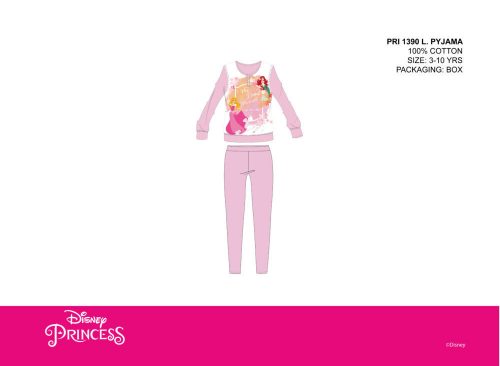 Disney-Prinzessinnen-Kinderpyjama aus dünner Baumwolle – Jersey-Pyjama – Hellrosa – 104