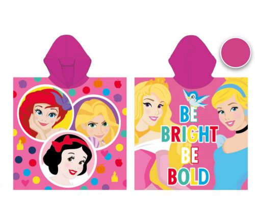 Poncho per bambini Disney Princesses - rosa con cappuccio - 55x110