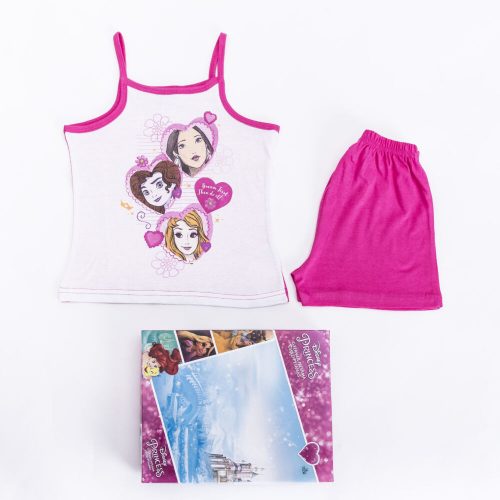 Pijamale din bumbac Princesses fetita - pijamale fara maneci - ansamblu de vara - roz - 98