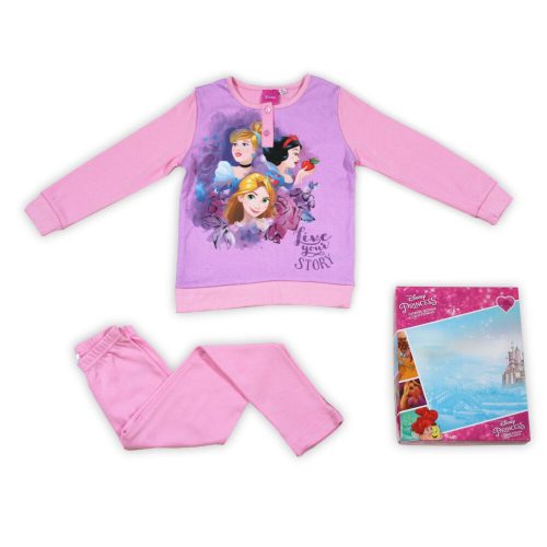 Pigiama invernale per bambini in cotone - Principesse Disney - rosa chiaro - 104