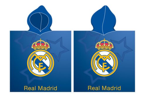 Real Madrid Poncho aus 100 % Baumwolle – 55 x 110 cm – blau