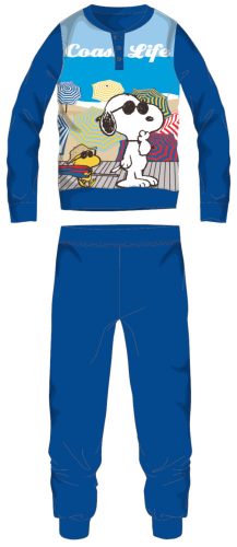 Snoopy long thin cotton children's pajamas - jersey pajamas - medium blue - 104