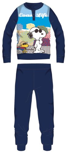 Snoopy long thin cotton children's pajamas - jersey pajamas - dark blue - 116