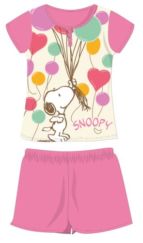 Snoopy Kurzarm-Sommer-Baumwollpyjama – Kinder-Jersey-Pyjama – Rosa – 98