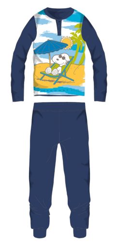 Snoopy long thin children's pajamas - cotton jersey pajamas - dark blue - 128