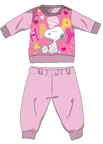 Snoopy long thin baby pajamas - cotton jersey pajamas - light pink - 98