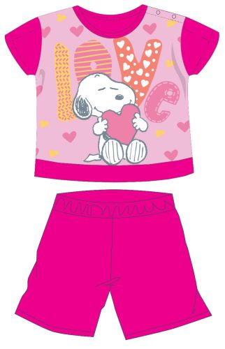 Snoopy rövid ujjú nyári pamut baba pizsama - pink - 80